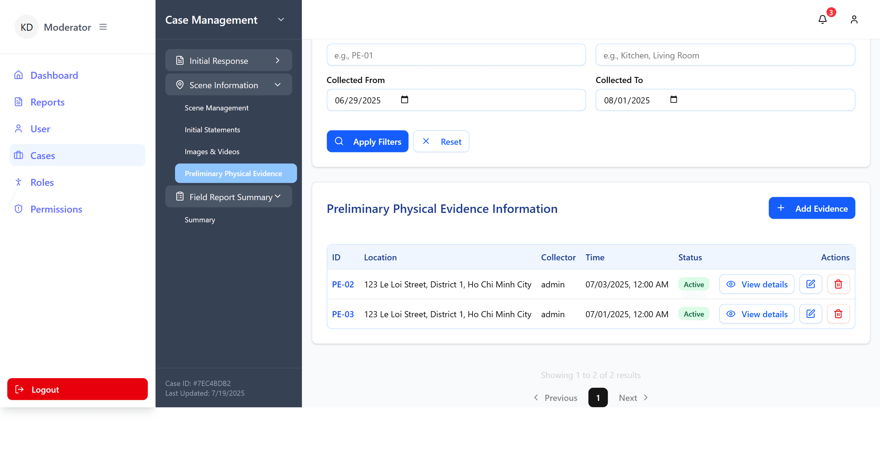 View image of Crime Investigation Management System in the US