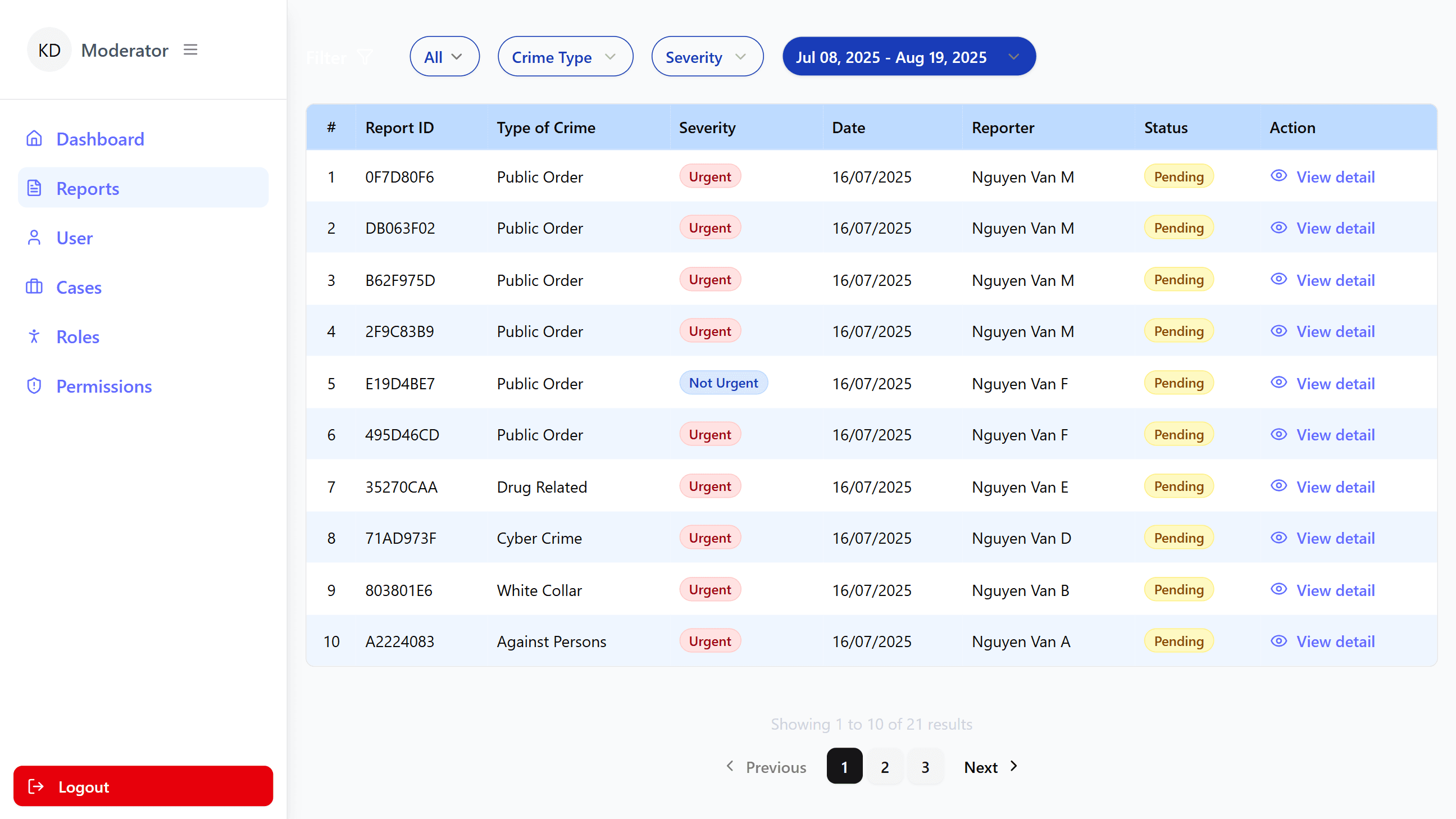 View image of Crime Investigation Management System in the US