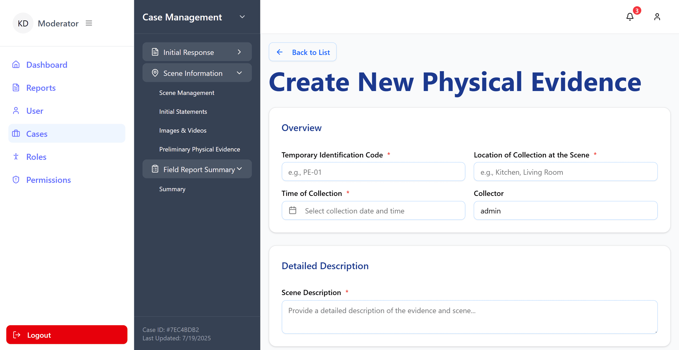 View image of Crime Investigation Management System in the US