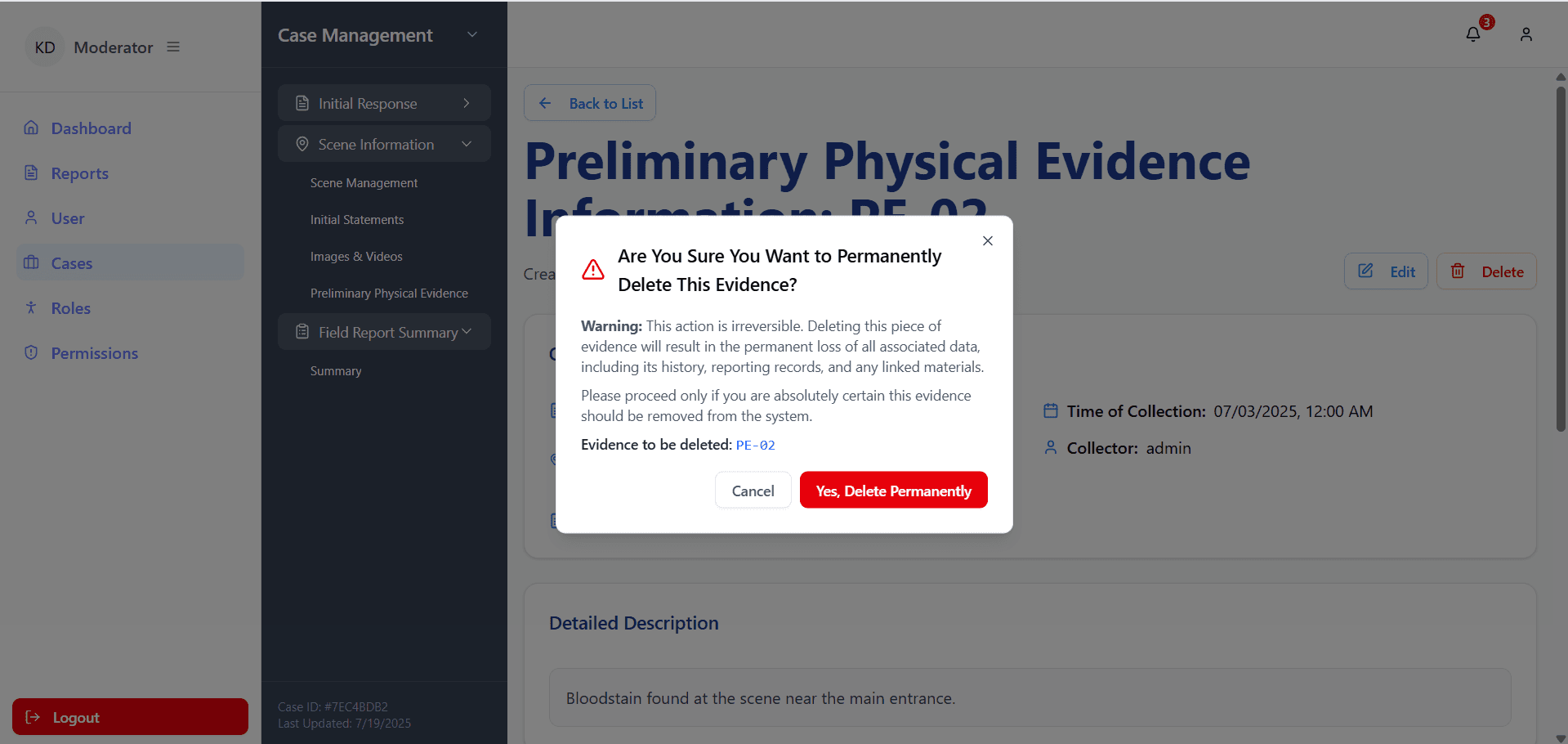 View image of Crime Investigation Management System in the US