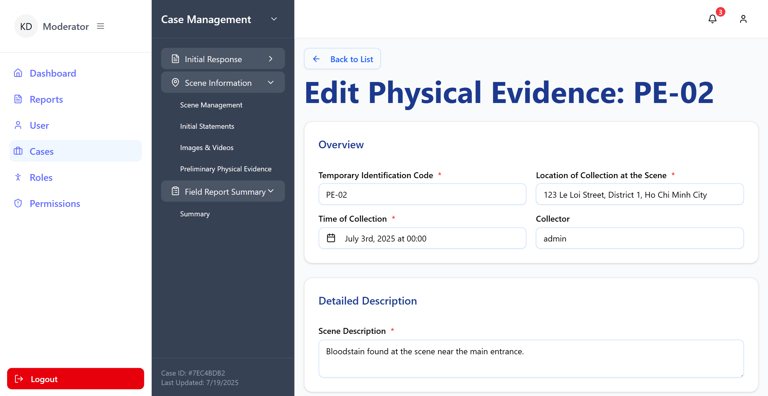 View image of Crime Investigation Management System in the US