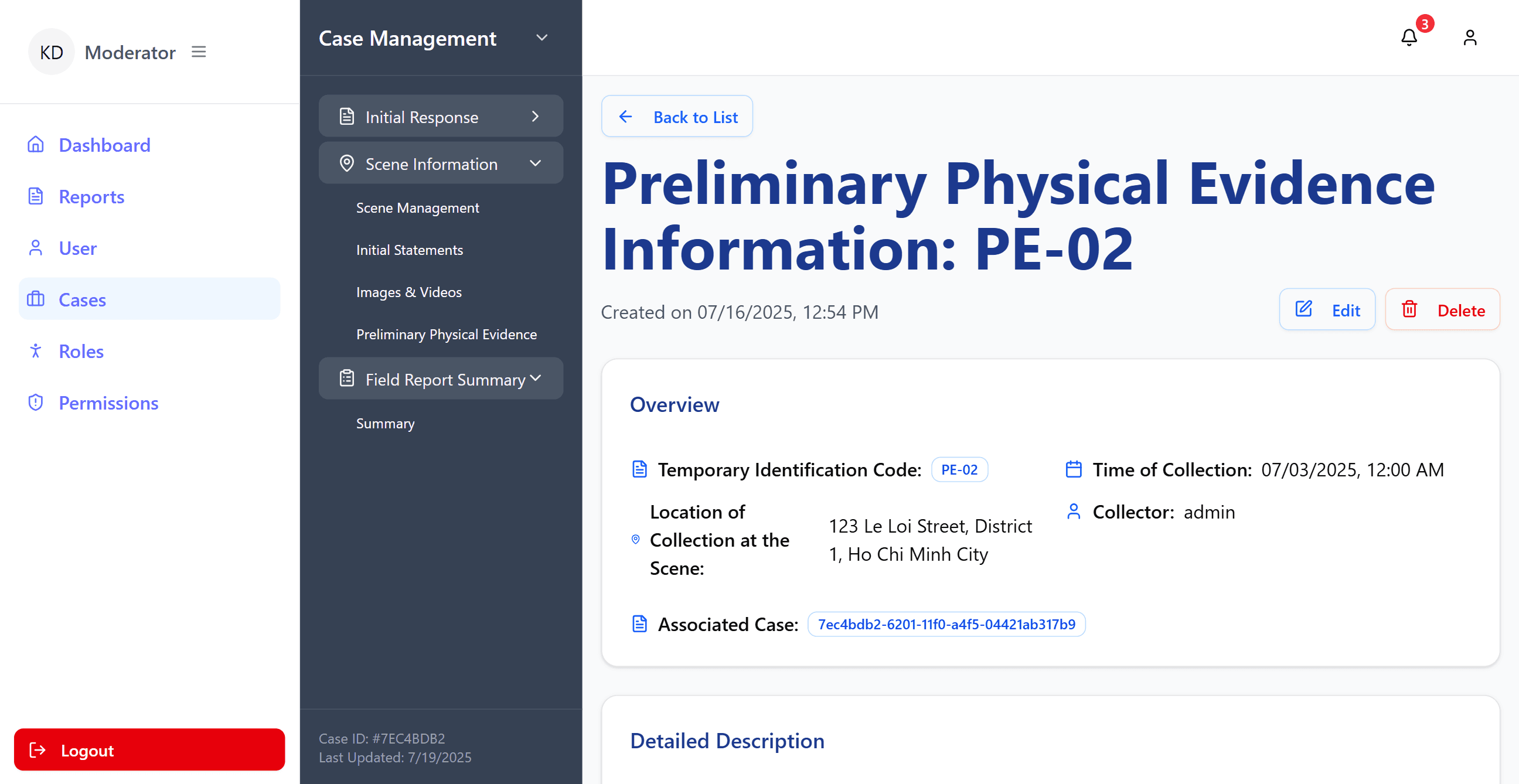 View image of Crime Investigation Management System in the US